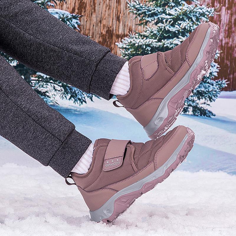 Winter Women's Plush Walking Shoes Men Cotton Shoes Anti-slip Snow Boots Warm Ankle Boots Outdoor Trekking Sneakers