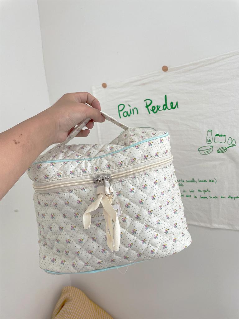 Einfache Große Kapazität Damen Kosmetiktaschen Süße Blume Weicher Stoff Reise Aufbewahrungstasche Mode Tragbare Weibliche Handtasche Geldbörse