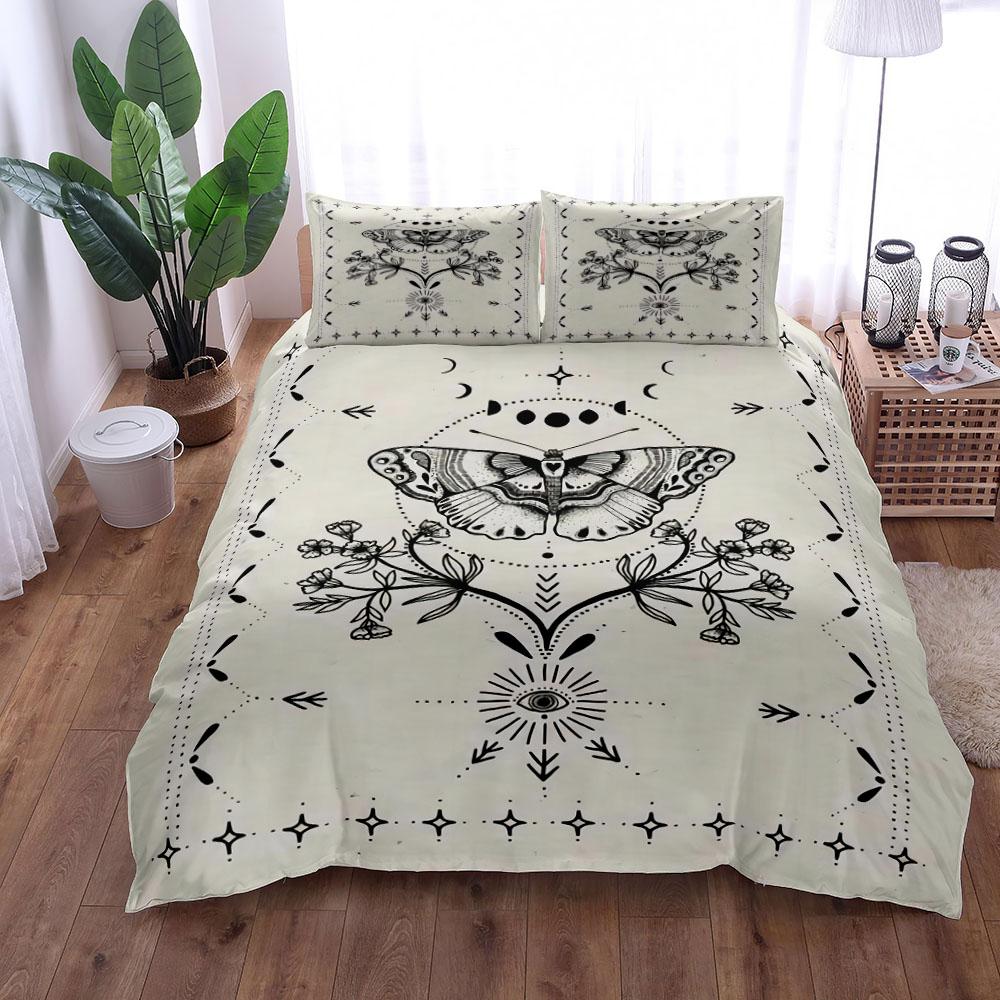 Gothic Skull Moth Duvet Cover Set King Queen Double Full Twin Single Size Bed Linen Set