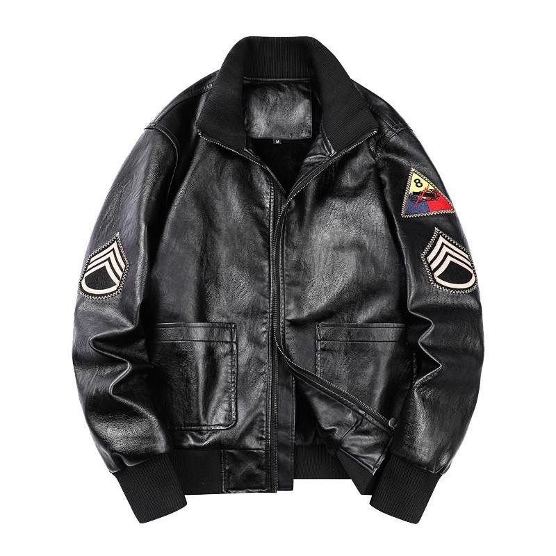 Leather Jacket Men's Slim Fit Korean Version of Spring and Autumn Youth Spring Fashion Coat Leather Jacket PU Leather Men's Clothing