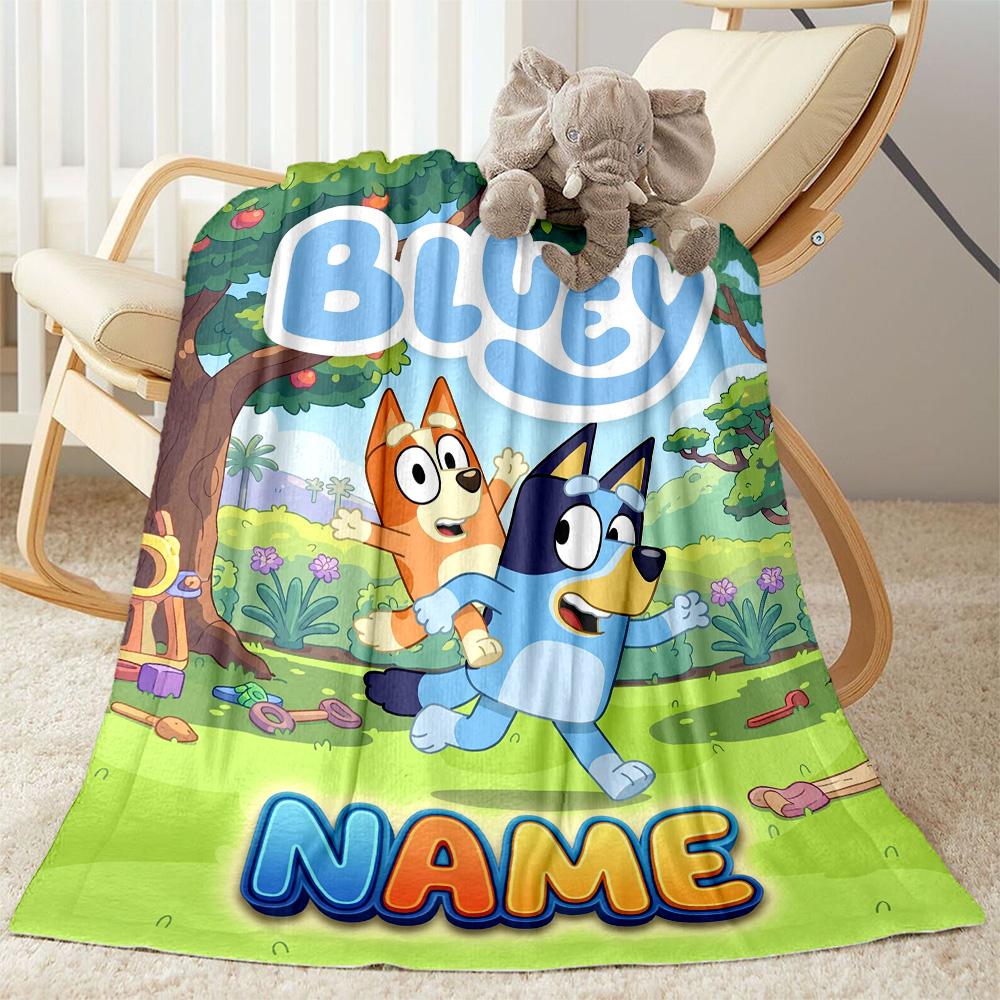 Bluey Cat Adventure Customize Your Name Blanket Throw Personalized Blanket Warmthful Decor for Bed Bedding Home Decor Picnics Four Seasons Multipurpos