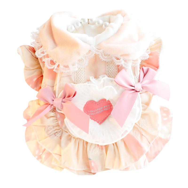 Dog Clothes Autumn and Winter Cat Princess Dress Fleece Thick Sweet Lolita Small Dog Pet Supplies