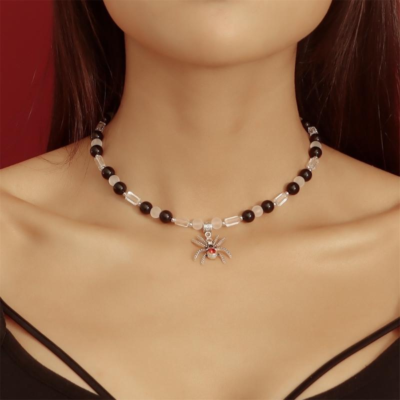 Diamonds Spiders Exaggerated Clavicle Chain Female Temperament Handmade Beaded All-matched Crystal Stone Necklace