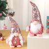 Pink Sequin Rudolph Doll High Hat Xmas Gifts Swedish Cute Gnomes Desk Ornaments Knitted Button Doll Home Decor