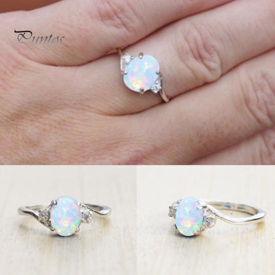 Fashion Exquisite Opal Alloy Charm Ring Women Bride Wedding Engagement Jewelry