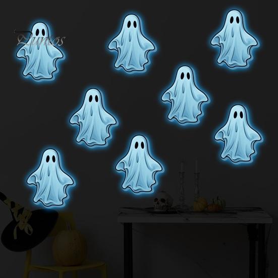 Halloween Home Decoration Gifts Luminous Ghost Wall Stickers for Decoration, Glow in The Dark PVC Decals Windows And Glass Doors, Removable Waterproof