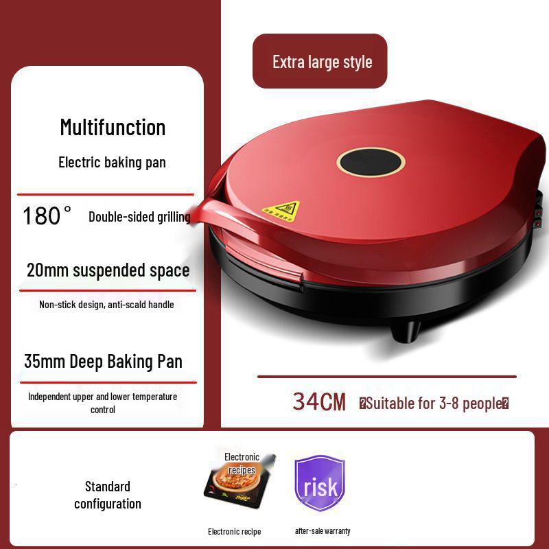Electric Griddle with Double-Sided Heating: Extra Deep Grill, Barbecue Pot, Baking Pan, and Pancake Maker for Home Use
