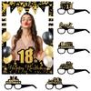 80 To 18 Years Old Birthday Black Gold Paper Glasses Photo Frame Decor Props