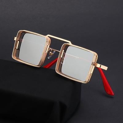 European and American Personality Steampunk Metal Hollow Sunglasses Men's Square Sunscreen Sunglasses Women