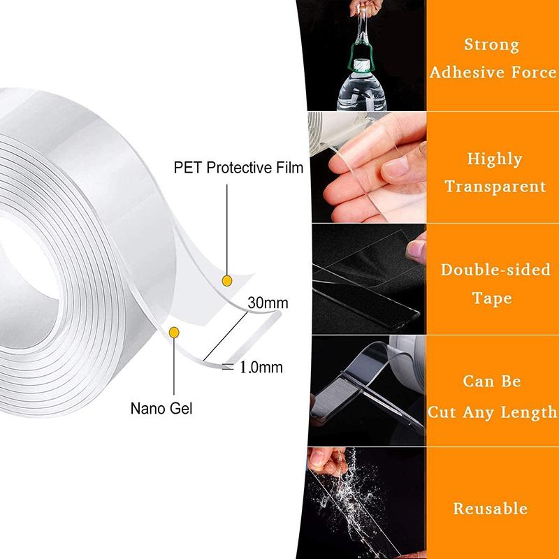 Buy Reusable Nano Adhesive Tape Clear Double Sided Removable