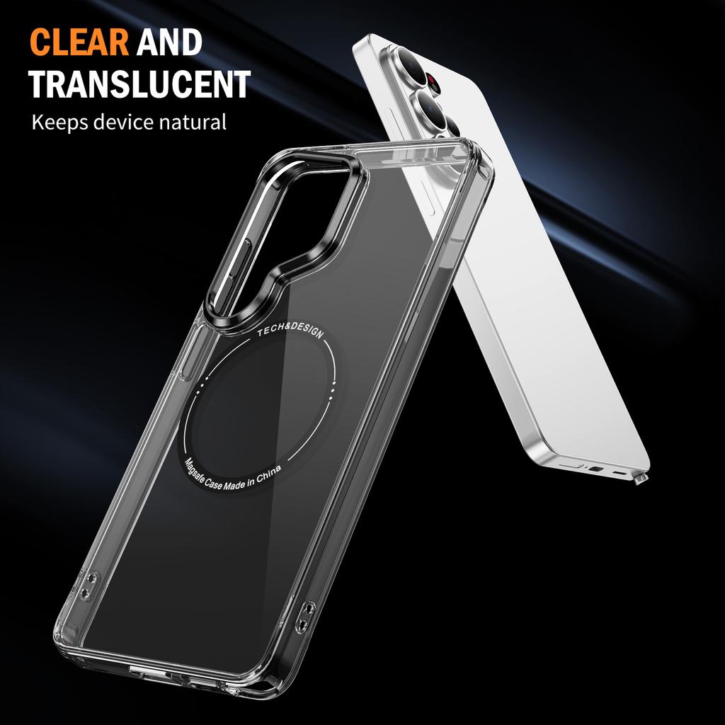 For Magsafe Magnetic Wireless Charging Transparent Phone Case for Samsung Galaxy S26 S25 Ultra S26 Plus Clear Protective Cover