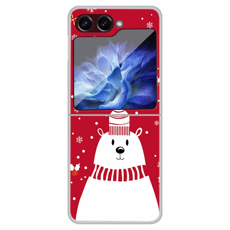 For Samsung Galaxy Z Flip 6 5 4 3 Case Christmas Cute Clear Hard Plastic PC Folding Back Cover For Samsung Z Flip6 Flip5 Flip4