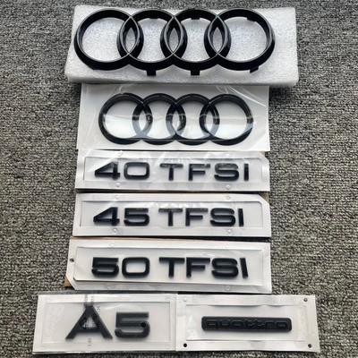 Sjhy3 A5 4 Ring Logo ABS Black Car Hood Front Bonnet Grill Rear Trunk Emblem Badge Sticker A5 Mark Quarrto Emblem 35TFSI 45TFSI