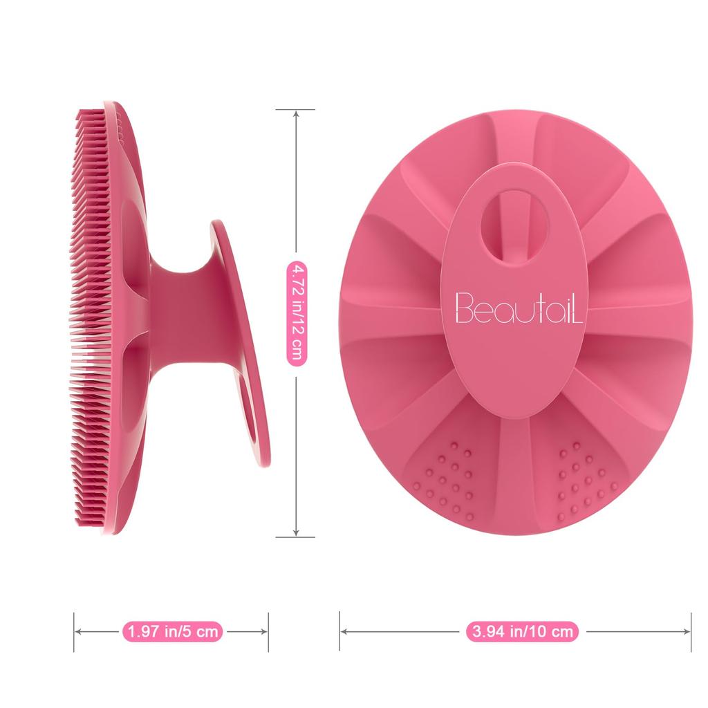 BEAUTAIL Silicone Body Scrubber for Shower and Gentle Suitable for and Sensitive Easy High 1 Pink Bath, Exfoliating, Cleansing, Loofah, Women, Men,