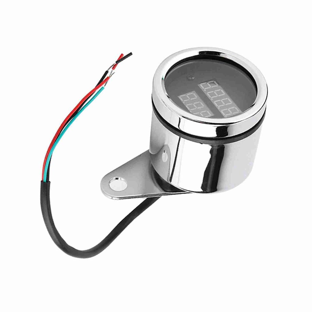 2 In 1 Motorcycle LED Digital Voltmeter Tachometer Gauge Metal Odometer Speedometer