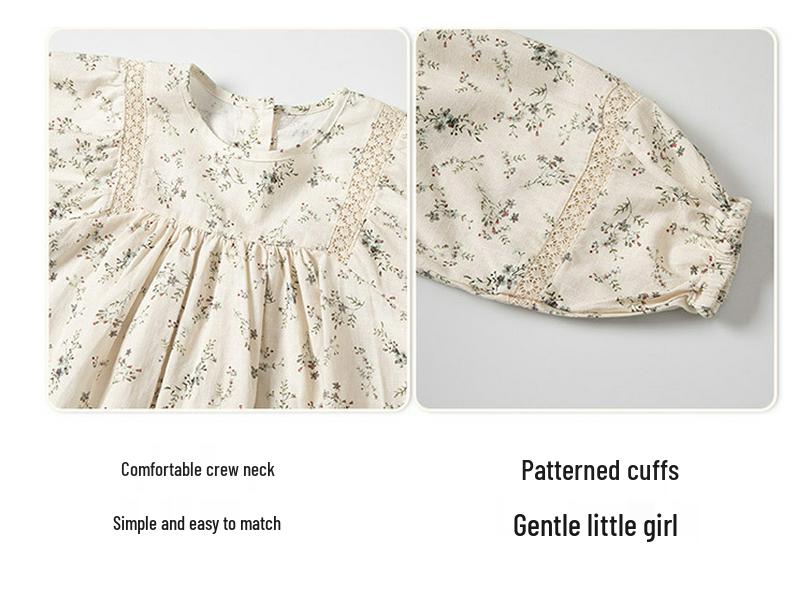 Frühling & Herbst 2025 Mädchen Blumen-Prinzessinnenkleid-Set