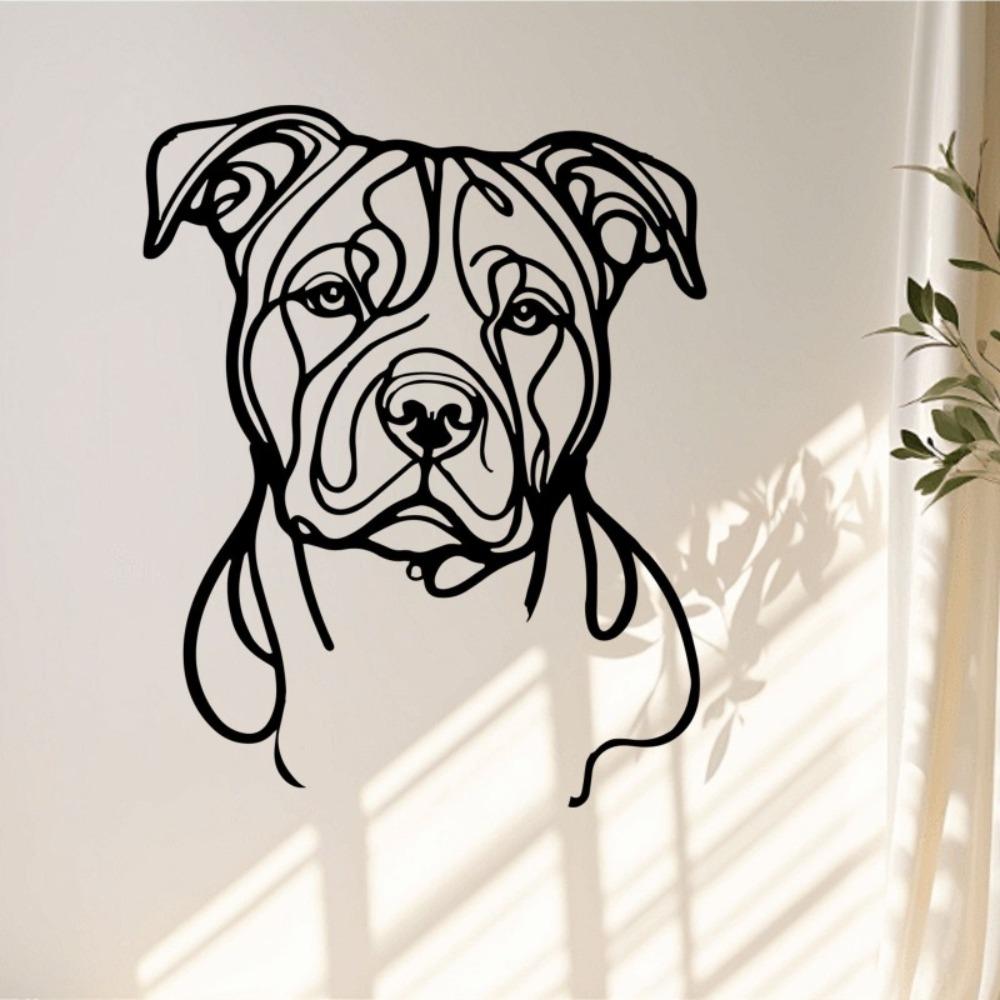1 Stück Minimalistische American Staffordshire Terrier Metall Wandkunst, Wohnzimmer Garten Dekoration, Weihnachts Thanksgiving Geschenk für Hundeliebhaber