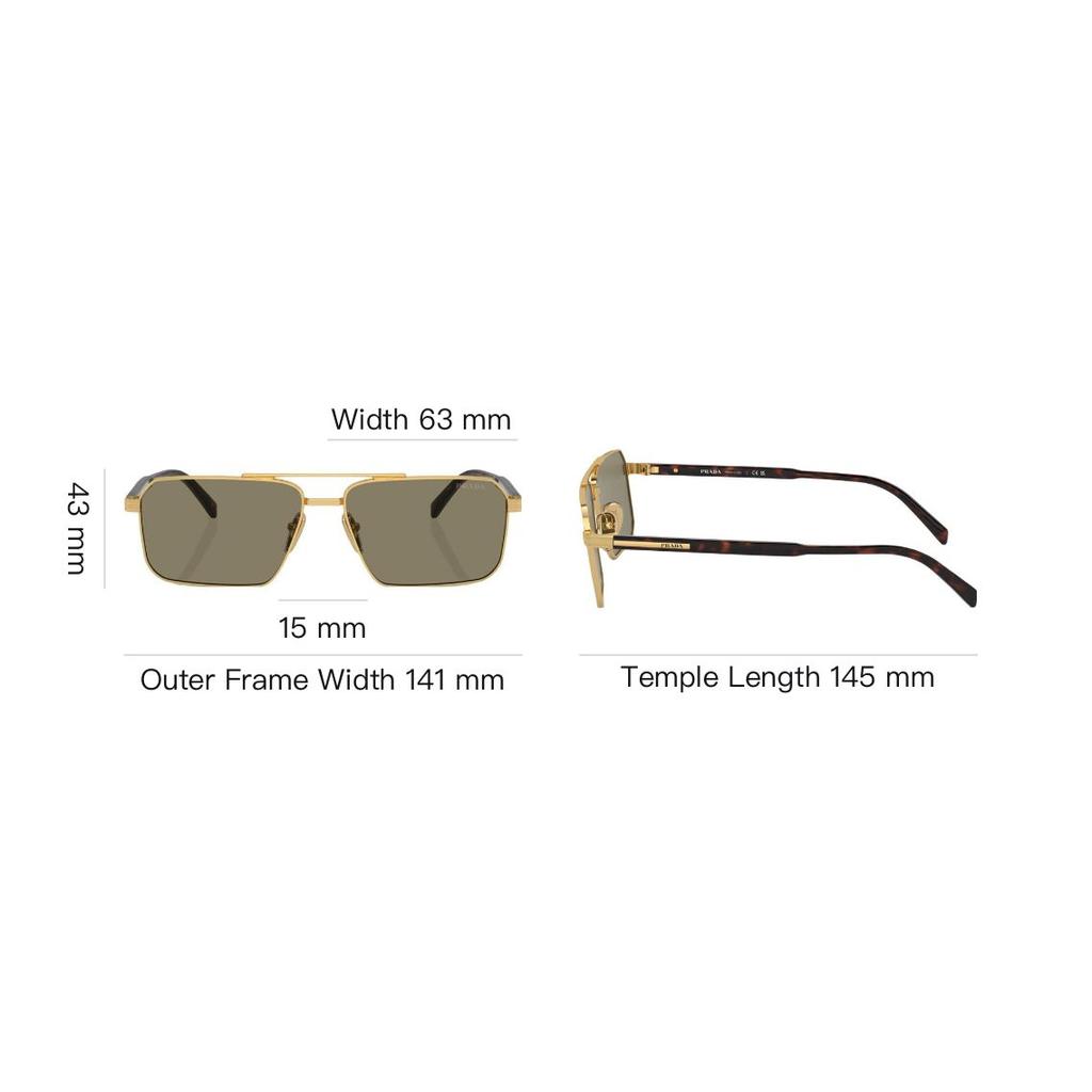 Prada Rectangular Sunglasses With Letter Decoration Men Sunglasses Brown PRA57S5AK90F