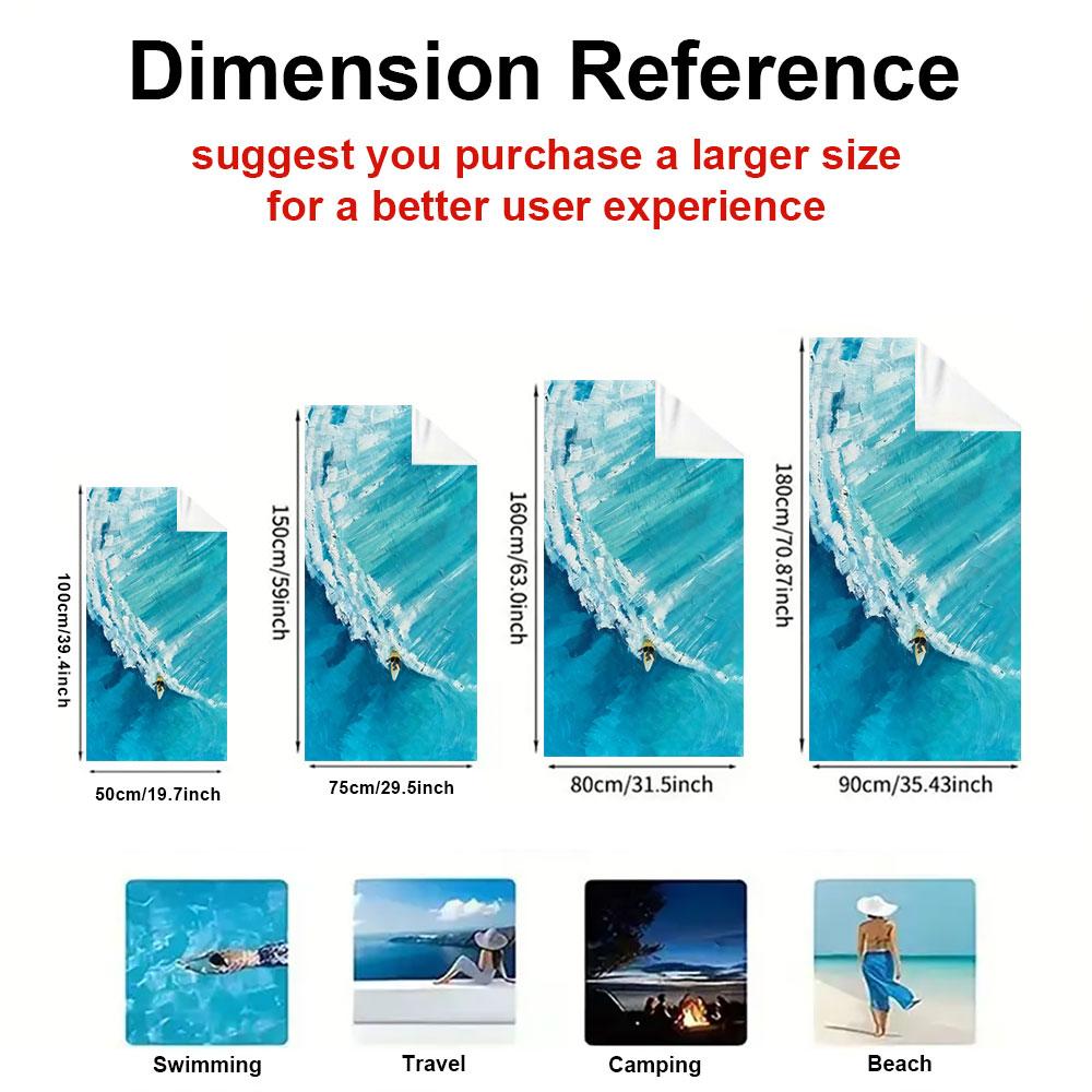 Surf Oil Painting Beach Towel Quick Drying Travel Towel Unisex Soft Comfortable Quick Dry Portable for Men Women Beach