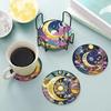 8 Pieces/set of Lunar Starry Sky Diamond Painted Coaster Set with Bracket DIY Coaster for Beginners and Adults, Gift of Art and Crafts Supplies