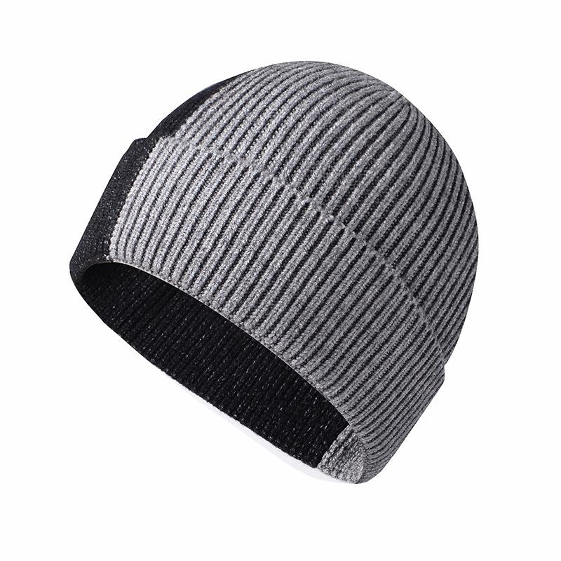 Autumn/Winter New Arrival Fashion Colour-Block Knitted Hat Women's Casual Travel Beanie Minimalist Pull-Over Hat Core-Spun Yarn Wool Beanie