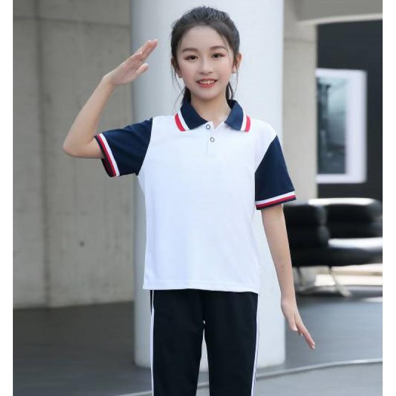 Summer Short Sleeve Student Uniform Set: High School Sportswear with Logo, Men's and Women's Two-Piece