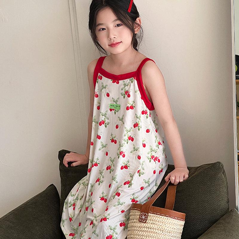 Girls' Cute Summer Sleeveless Nightgown Pajamas