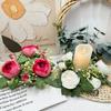 Simulation Dew Lotus Candlestick Wreath, European Holiday Table Candle Cup Decorative Ring Simulation Candlestick Wreath