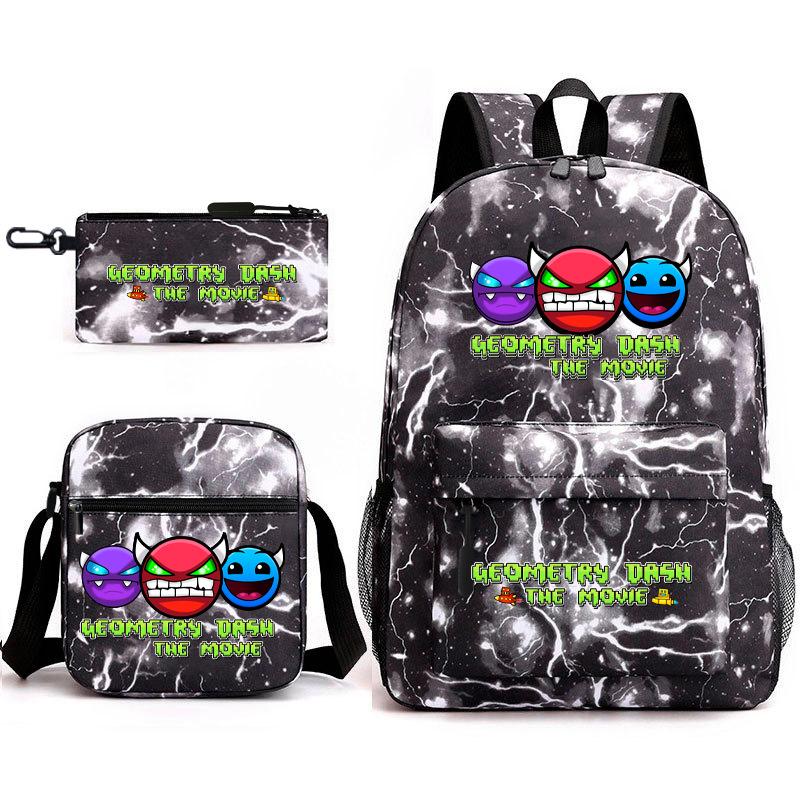 Geometry Sprint Game Backpack Geometry Dash Heat Transfer Backpack Elementary School Bag Leisure Bag