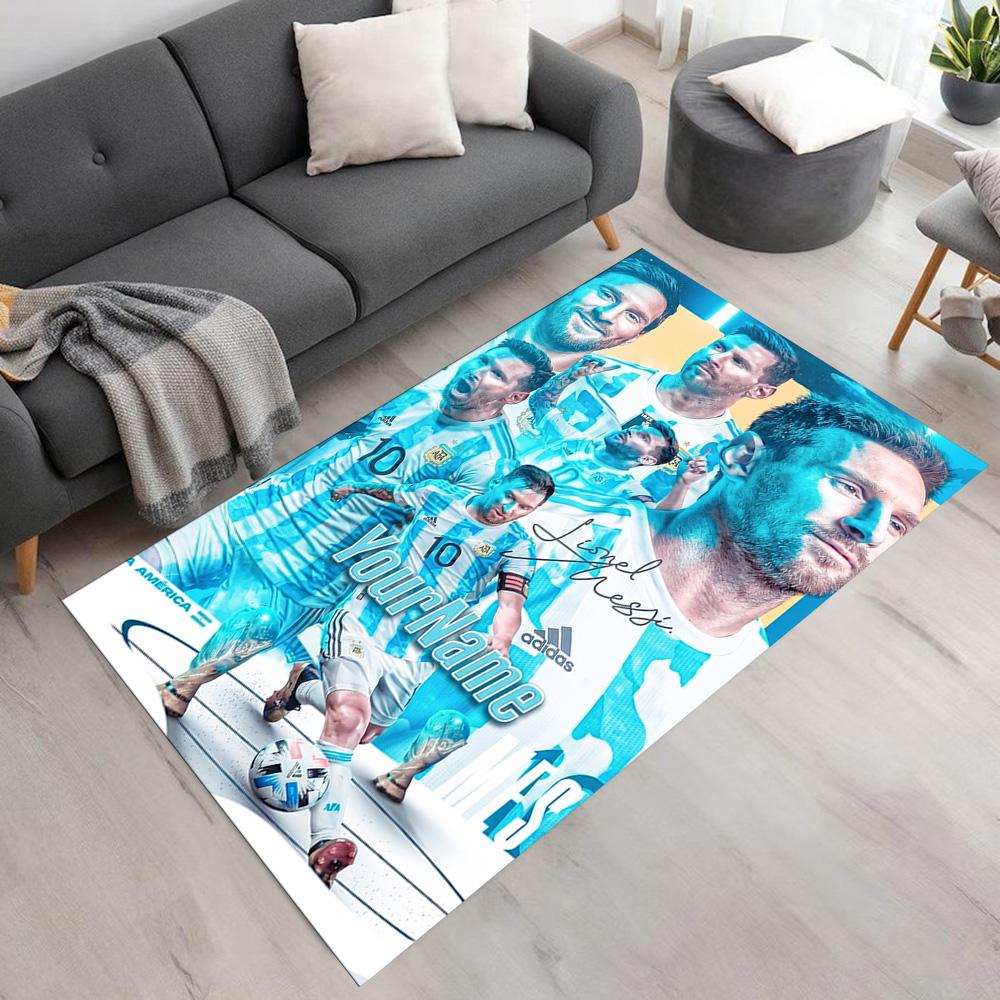 Messi Customizable Name Area Rug Design for Kitchen Dormitory Game Room Playrooms Antislip Carpet Anime Office Decor
