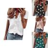 T-shirt da donna alla moda con scollo a V, maniche corte a balze e stampa floreale margherita alla moda