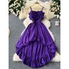 Stylish Three-Dimensional Flower Dovetail Dress Women's Fancy Waist-Tight Bandeau Sling Asymmetrical Fairy Dress