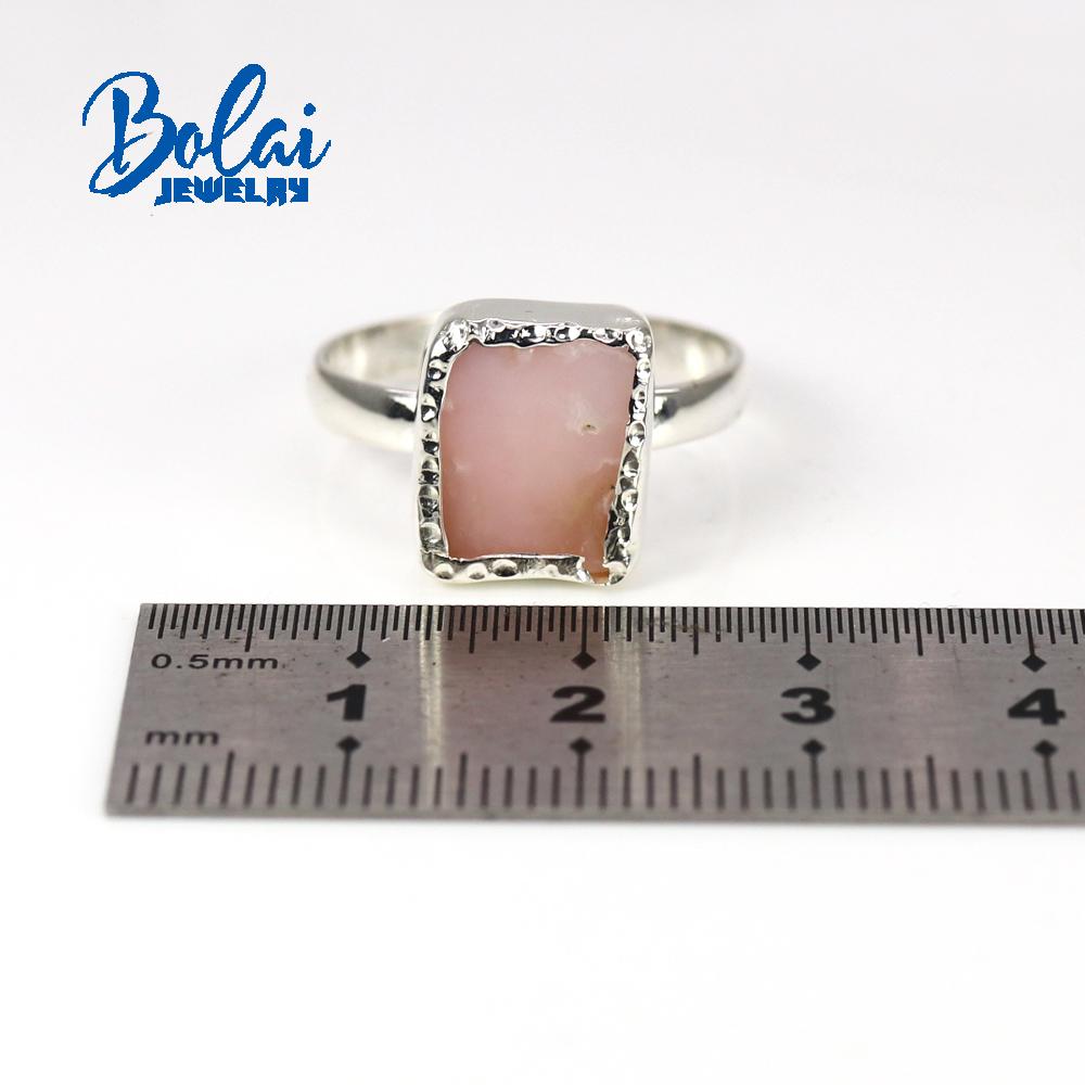 Baroque Gemstone Ring Handmade Natural Pink Opal Rough Gemstone Ring 925 Sterling Silver Fashion Lady Fine Jewelry
