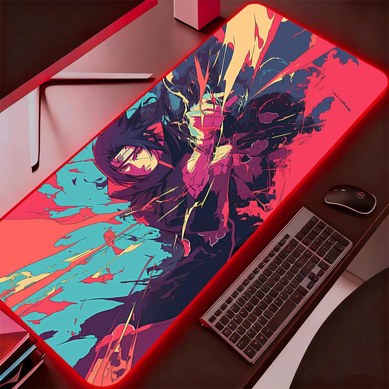 RGB Podsvícená Podložka pod Myš N-naruto Itachi Uchiha Anime Herní Skříňka Počítačová LED Stolní Podložka Klávesnice Herní Příslušenství Podložka pod Myš