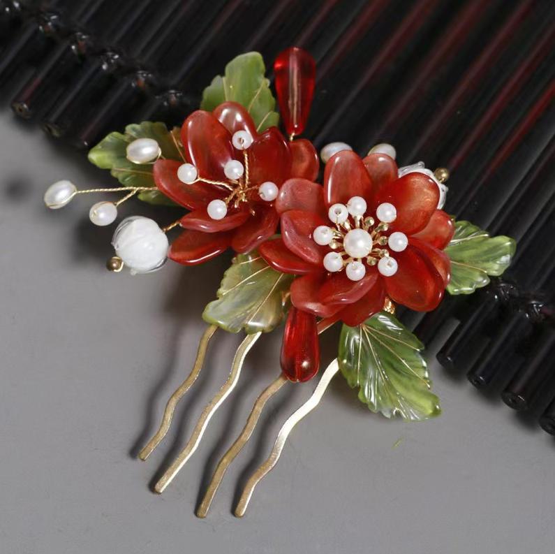 Chinese Hanfu Hair Accessories Set Glass Beads Tassel Hairpin for Women Traditional Hair Clips Hair Ornament