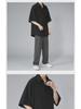 Men's Black Ice Silk Loose-Fit Short-Sleeve Shirt, Korean Style, Casual Summer Wear