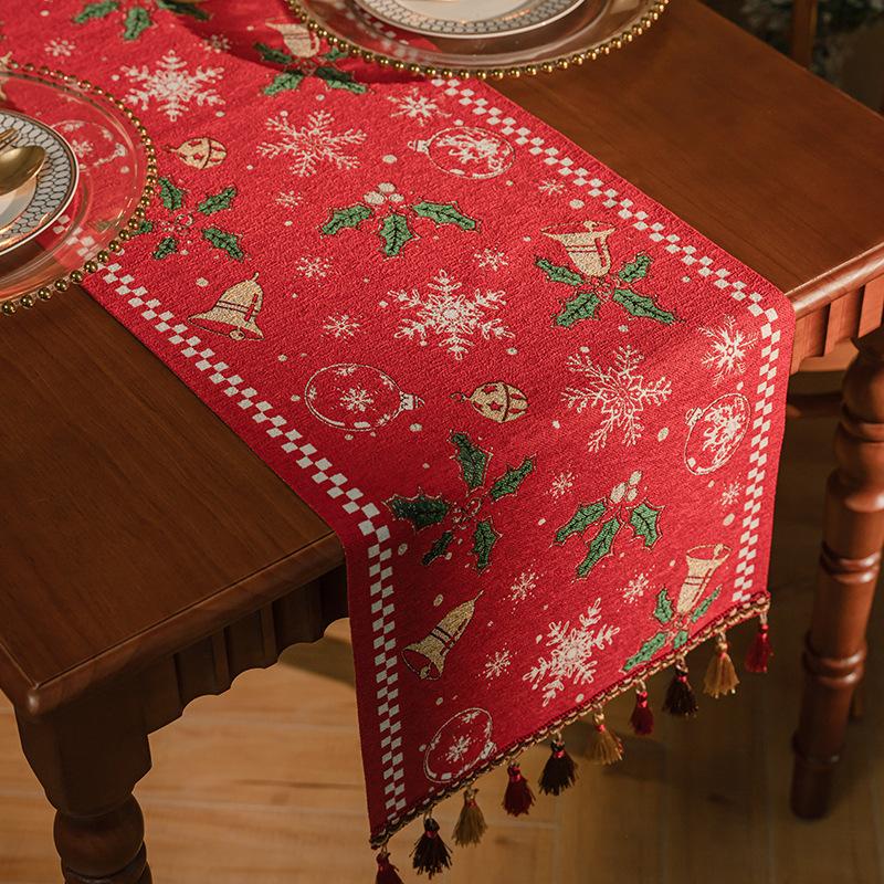American Retro Jacquard Table Runner Dining Table Cloth Tea Table Cabinet Decorative Strip