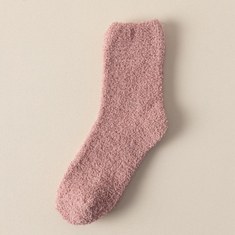Coral Fleece Socks, Women's Autumn and Winter Sleep Socks, Warm and Non-shedding Mid-calf Socks, Thick Socks