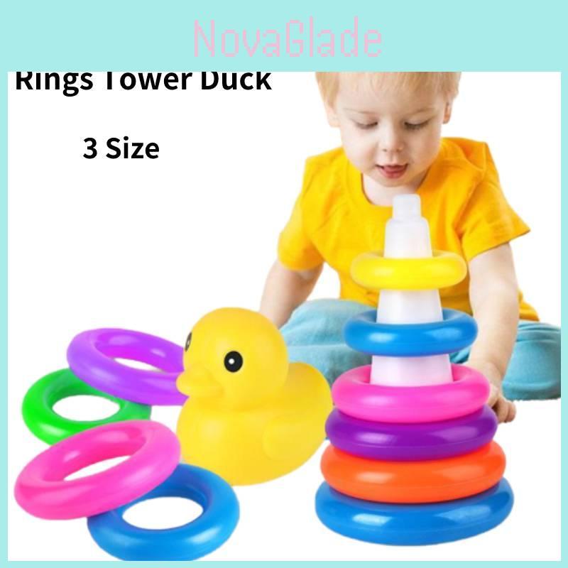 Jenga Rainbow Color Ring Stacking Tower Duck Tub Play Toys Baby Development