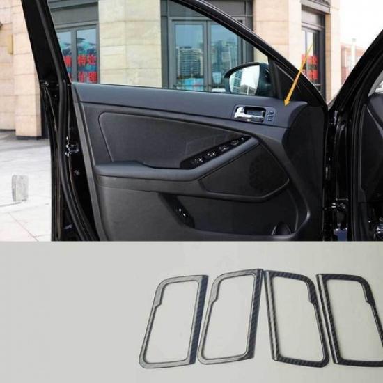 For Kia K5 Optima 2011-2013 Carbon Fiber Inner Door Handle Lock Frame Trim 4PCS