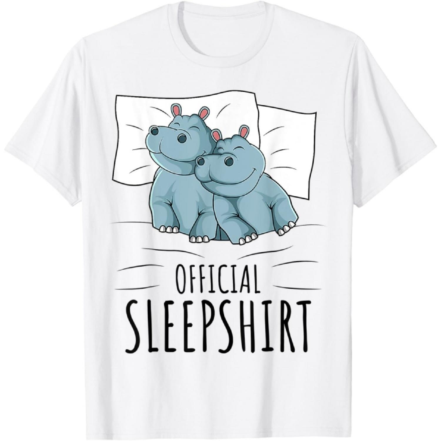 Hippo Official Sleepshirt Sleeping Hippopotamus Lover T-Shirt S