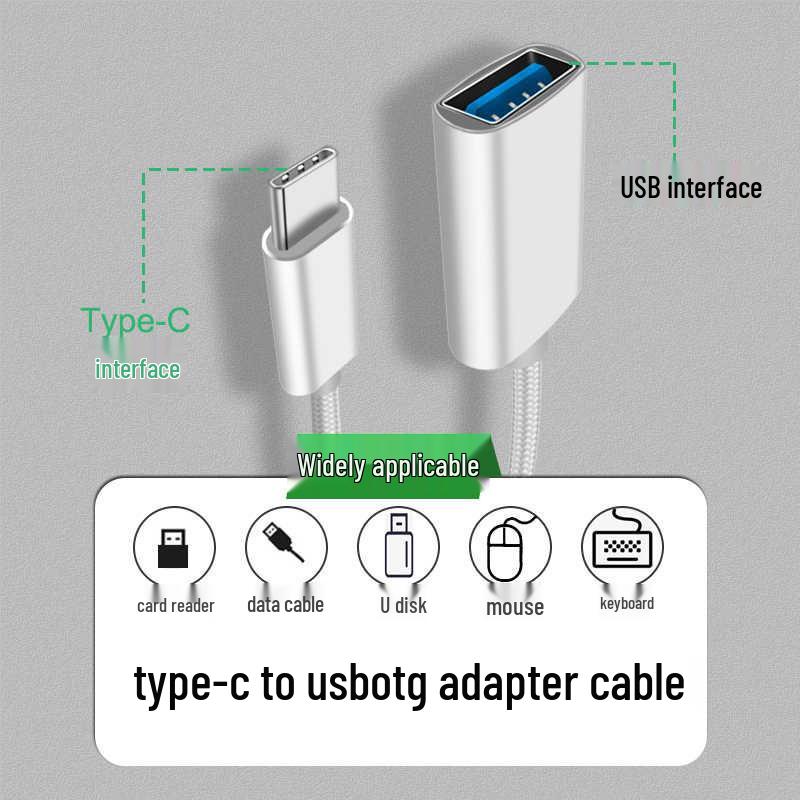 Cross-Border Multi-Function Nylon OTG Adapter: Type-C to USB for Keyboard, Mouse, Flash Drive, and Card Reader.