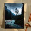 1 Stück Dunkelgrüne Wald Neblige Berglandschaft Natur Szenerie Poster Selbstklebend Kunst Wasserdichtes Papier Aufkleber Wanddekor
