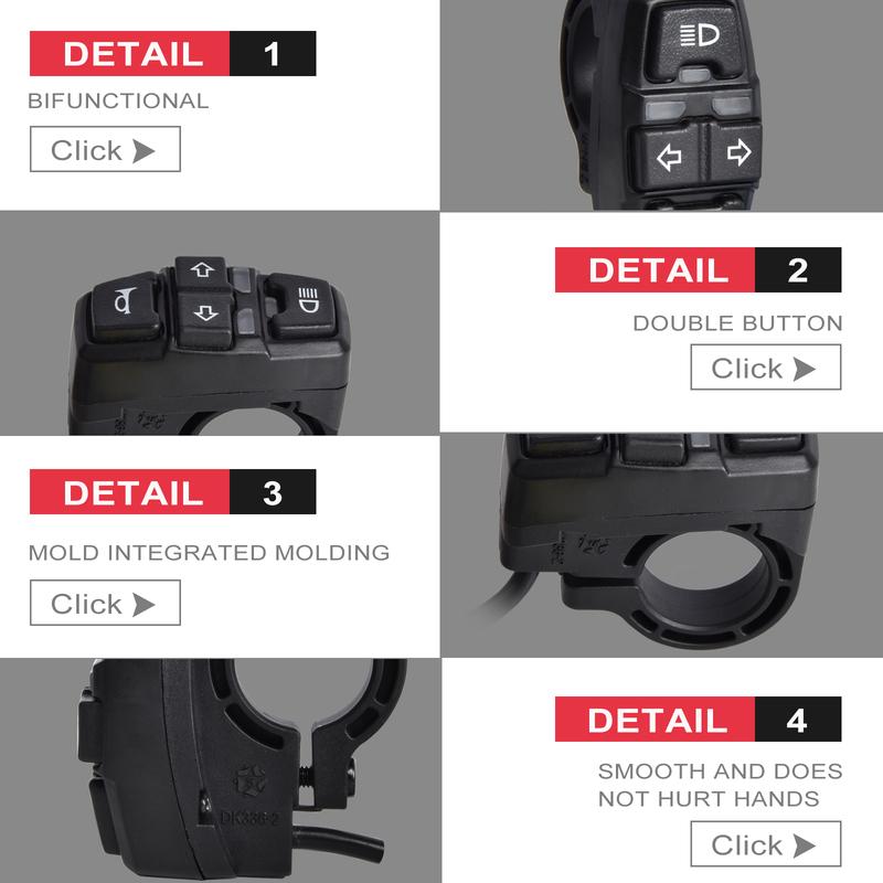 3 In 1 Electric Bike Scooter Switch Headlight Turn Signal Horn Switch 36V / 48V ON/OFF Control Switch Waterproof for E-Bike