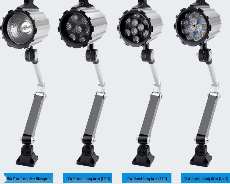 LED Long Arm Machine Tool Work Light - Waterproof & Oilproof for CNC, Milling, Lathe, and Drilling Machines, 24V/220V.