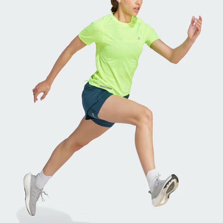 Adidas Pure Color Logo Elastic Waist 2-In-1 Sports Shorts Women Bottoms Night-Blue HZ4481