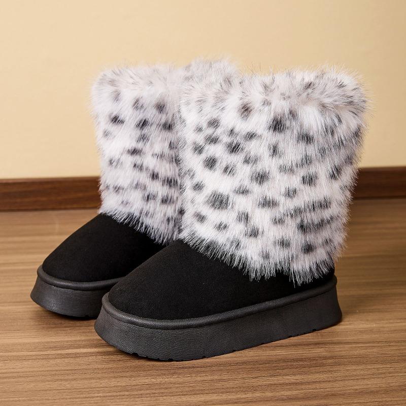 New hot-selling women's leopard print snow boots, plush and thickened thermal cotton slippers, plush cotton shoes.