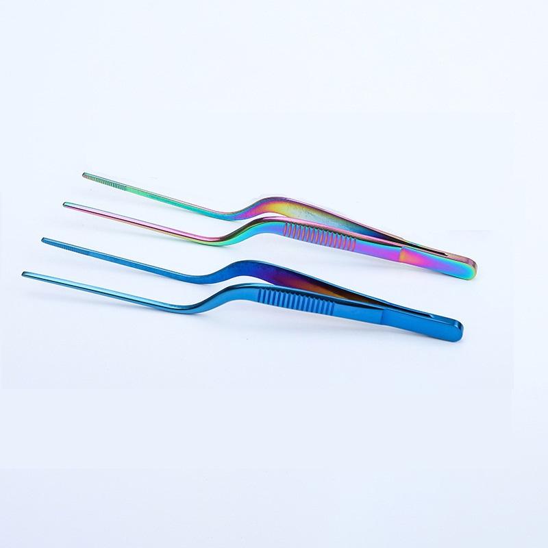 1pcs 14cm Stainless Steel Tweezer Plating Chef Food Tweezer Bbq Clip Barbecue Tongs Serving Presentation Kitchen Tools Cooking