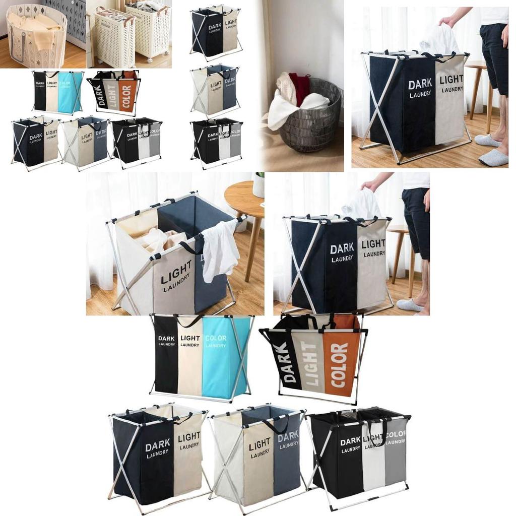 Foldable Oxford Fabric Dirty Clothes Hamper With Multicompartment Storage For Home Use