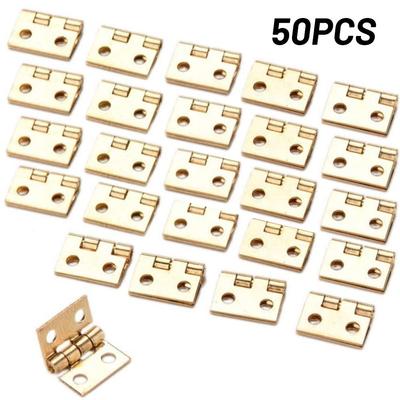50pcs Mini Brass Hinge W/Nails Small Craft Case Jewelry Wooden Box Cabinet Door Hinges Cupboard Furniture Decor Furniture Access